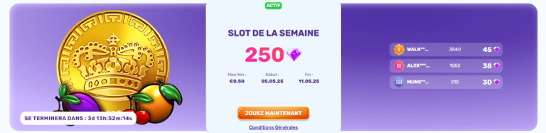 Slots Palace Casino jeu semaine