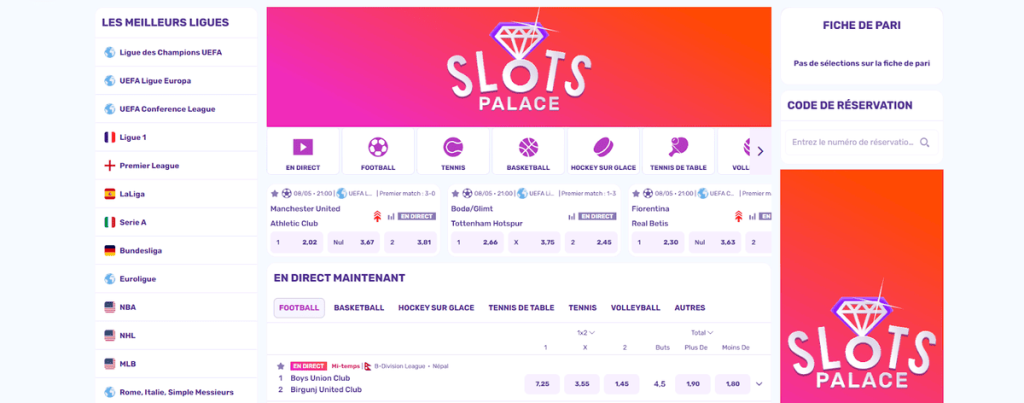 Slots Palace Casino paris sportifs