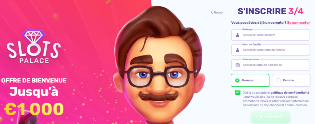 Slots Palace Casino souscription